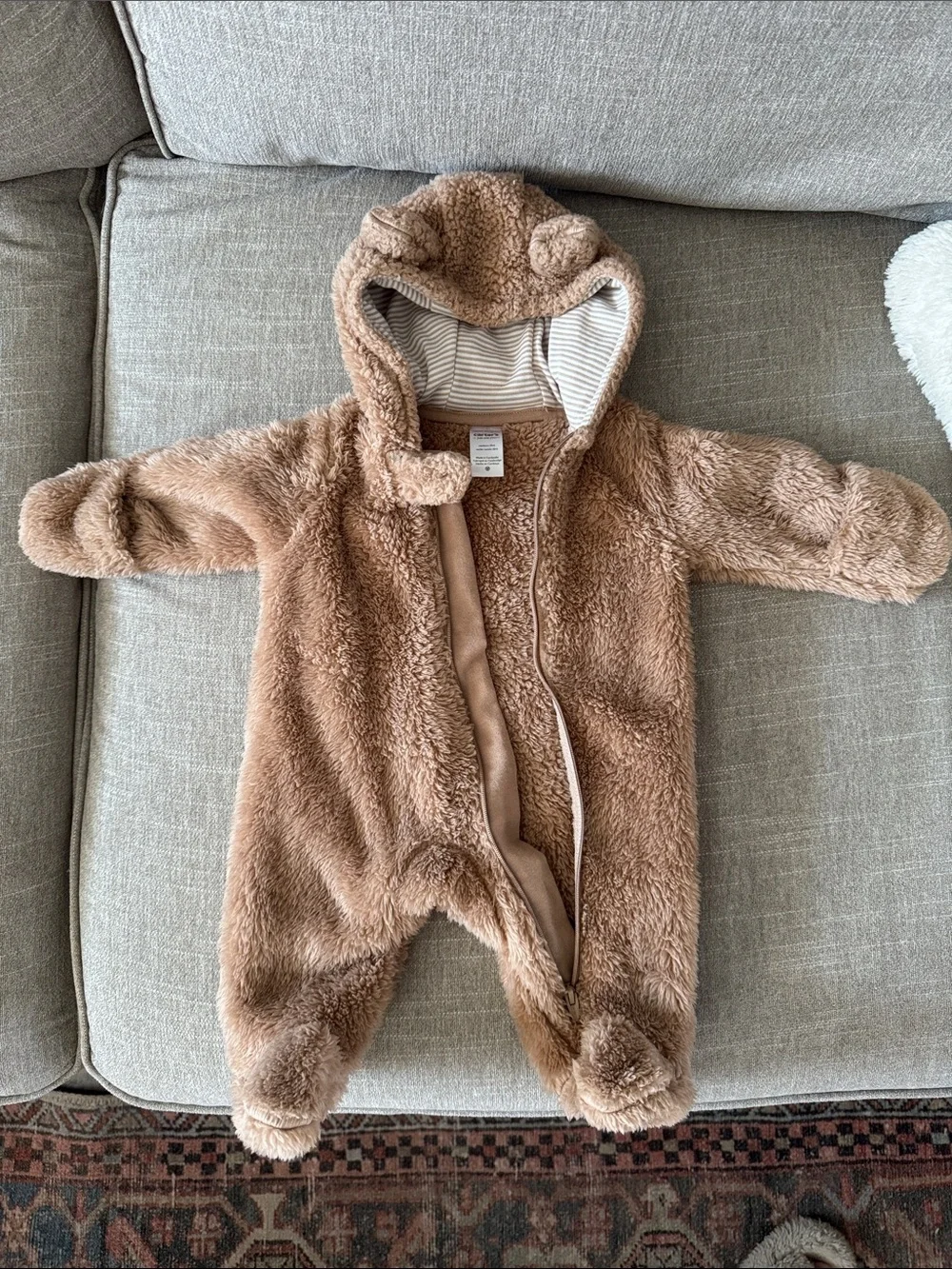 Carter's Brown Plush Teddy Hooded Baby One-Piece